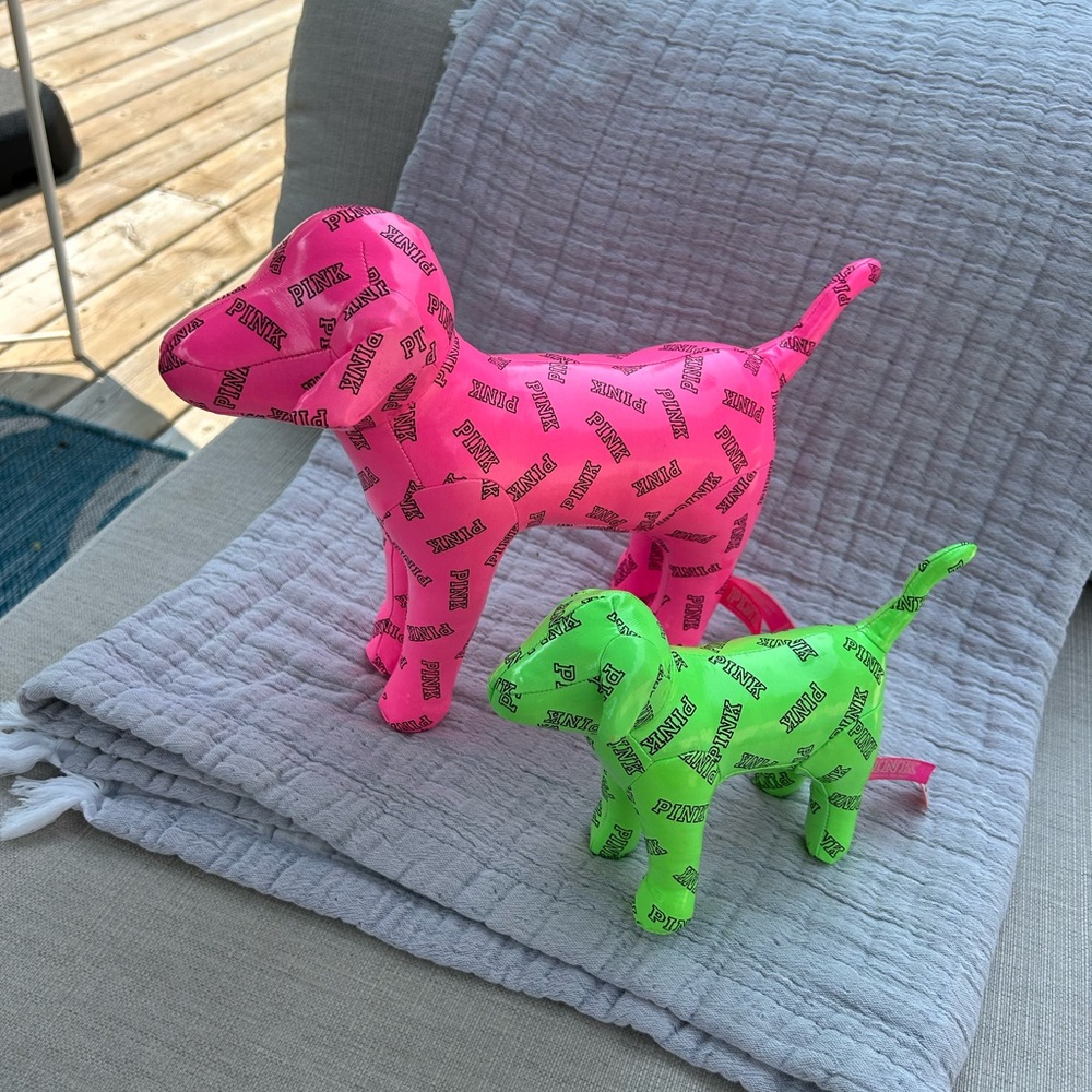 Pink and Green Victoria’s Secret Dogs set of two